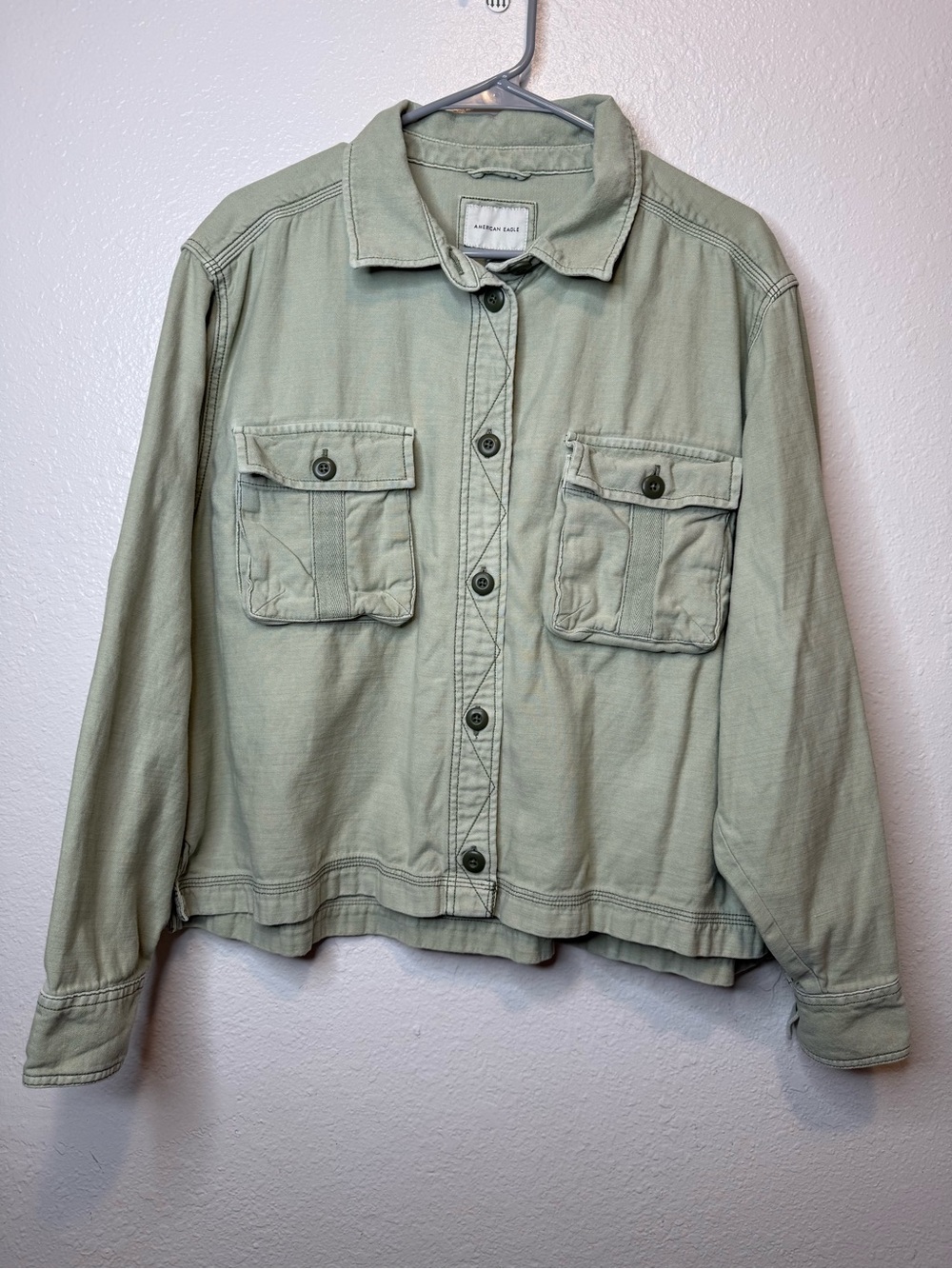 American Eagle Women’s Sage Green Military Style Utility Jacket Shacket Size XL